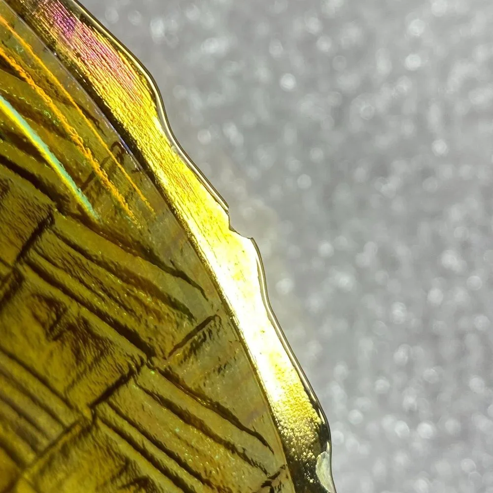 Indiana Glass Weavetex Iridescent Gold Fruit/Salad Bowl 9" Vintage - Picture 5 of 7